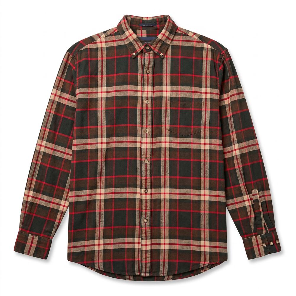 Pendleton Shirt Mens L Brown Red Tan Plaid Flannel Mason Cotton Button Casual